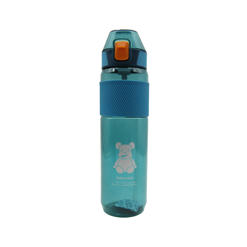 Robot Style Water Plastic Bottle With Straw 750ML - Random Color
