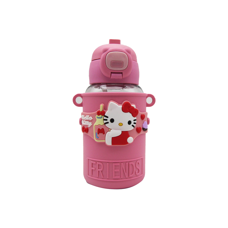 Water Plastic Bottle With Straw 580ML - Random Color